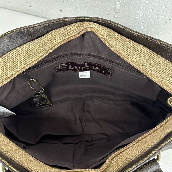 Burton Canvas and Vegan Leather Satchel Shoulder Bag Purse - Picture 7 of 15